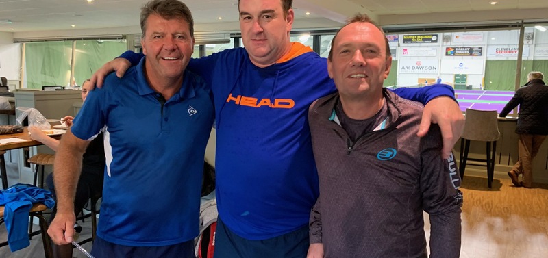 Middlesbrough Padel Club's Nigel Garton & Phil Caswell with Geoff Wingfield of Stratford Padel Club